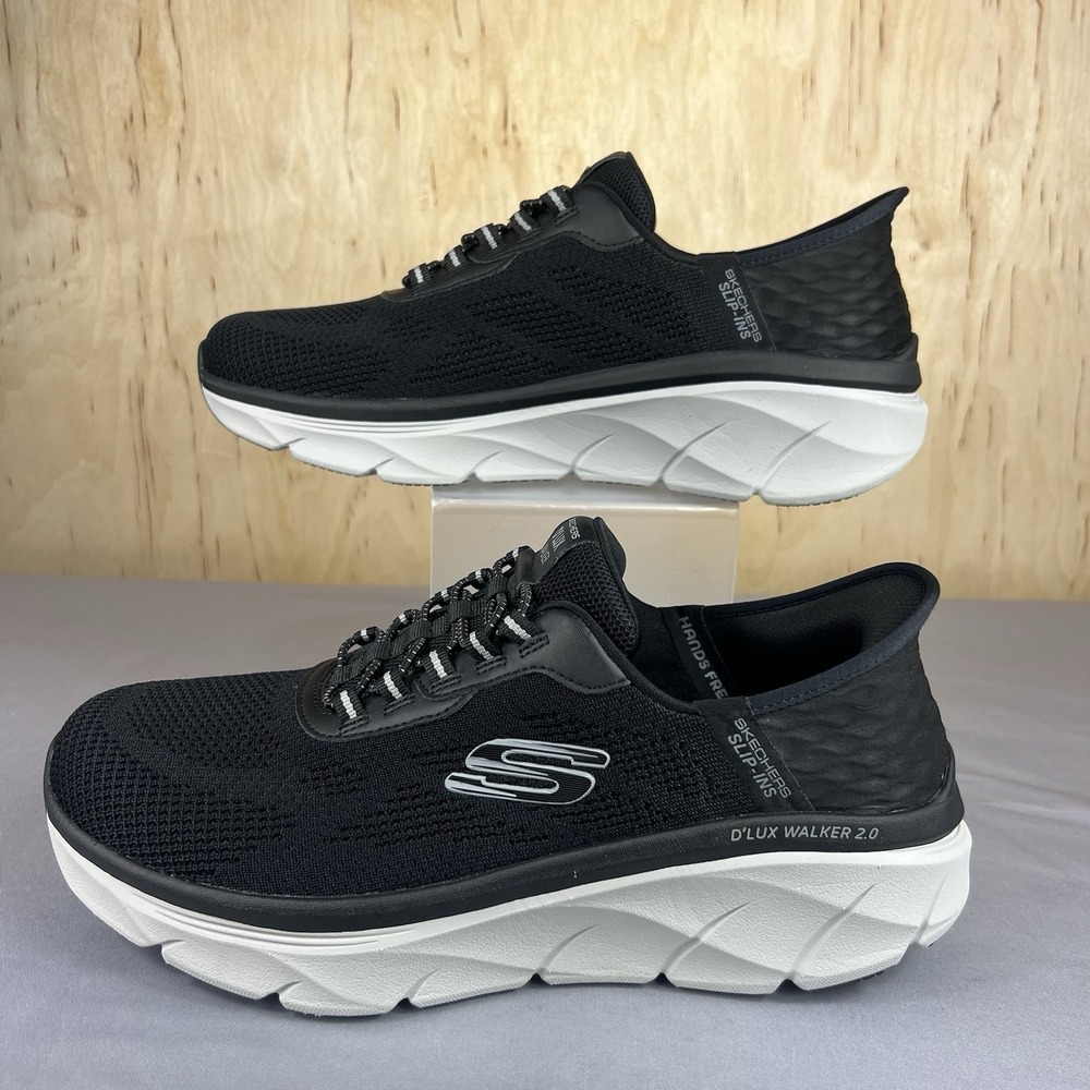 Skechers D'Lux Walker 2.0 Mens 9.5 Extra Wide Black Gray Comfort Sneakers